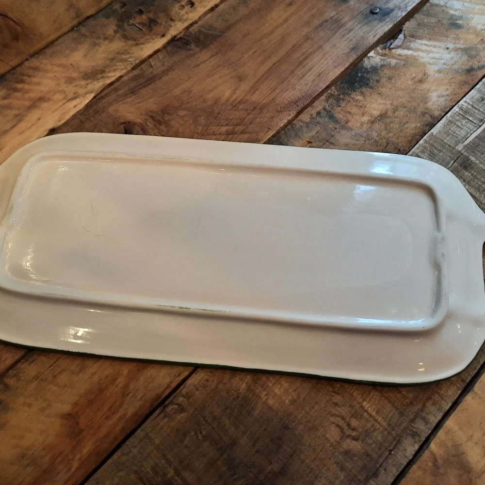Vtg Czech Oblong Serving dish Christmas ceramic carolers Old Fashioned
